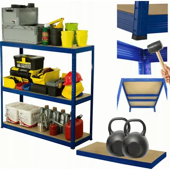 Dílenský regál Kovový regál do skladu, dílny, stojan HELIOS 90x90x50 cm, 3 police, nosnost 275 kg