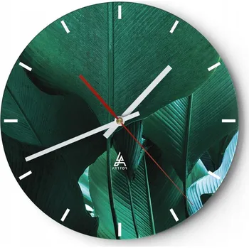 Hodiny Nástěnné hodiny do kuchyně 30x30 Banánovník Skleněné hodiny do obýváku Tiché