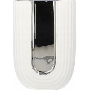 Váza LIVELLO Váza na Květiny Keramická Dekorativní Moderní 20 cm BÍLÁ