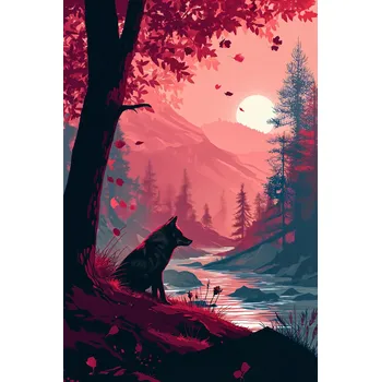 Plakát Plakát Vlk u okraje lesa bez rámu 61 x 91,5 cm