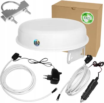 Digitální Anténa DVB-T2 4K UFO se Svorkou 45dB pro Kempování