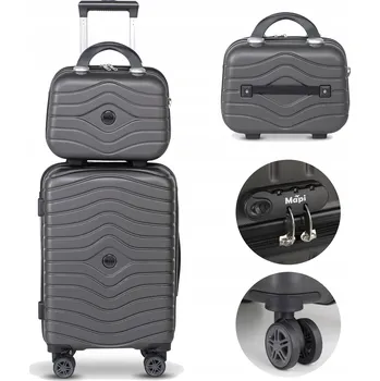 Mapi Tvrdý kufr sada ABS Mapi 75L Tmavě Šedá + Kufřík 13L