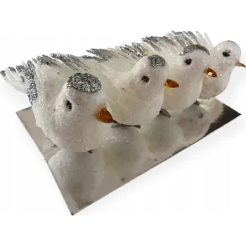 Vánoční dekorace PTÁČCI S KLIPEM HOLOUBÁTKA na vánoční stromeček dekorace vánoční baňky stromeček 4 KS