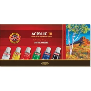 Vodová barva Akrylové barvy 16ml 10 barev Koh-I-Noor 162703