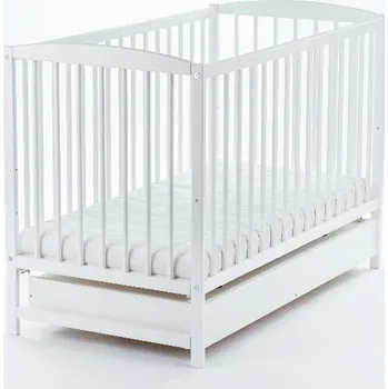 Dětská postýlka Dětská postýlka se šuplíkem a bariérkou Drewex Lulaya Delux 120x60 cm bílá