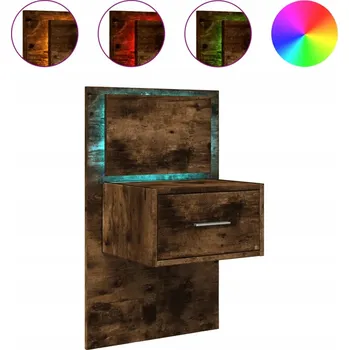 Noční stolek Závěsný noční stolek s LED osvětlením, dub, 48,5x32,5x80 cm