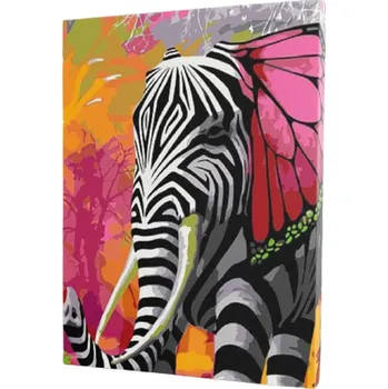 Výtvarná sada Inna Kreatívna sada na maľovanie podľa čísel - Slon, 30x40 cm, s rámom a štetcami