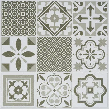 274KT5070 D-C-FIX samolepící podlahové čtverce z PVC, motiv dlaždice zelený, samolepící vinylová podlaha, PVC dlaždice, velikost 30,5 x 30,5 cm