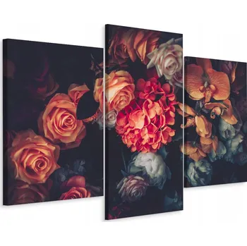 Obraz Obraz TRYPTYCH Květiny Příroda Vintage Styl 60x40