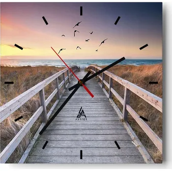 Hodiny Velké nástěnné hodiny 40x40 Krajina Skleněné hodiny Tiché