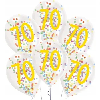 Balónek Balónky k 70. Narozeninám s barevnými konfetami, latexové