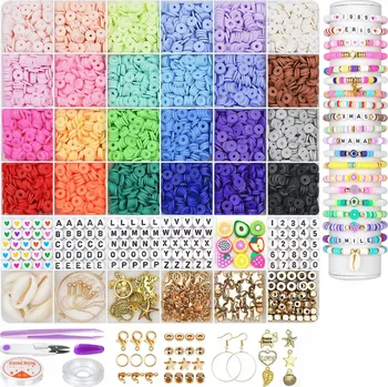 Dětské navlékací korálky SADA KORÁLKŮ NA VÝROBU NÁRAMKŮ A BIŽUTERIE PÍSMENKA XXL 6000 KS