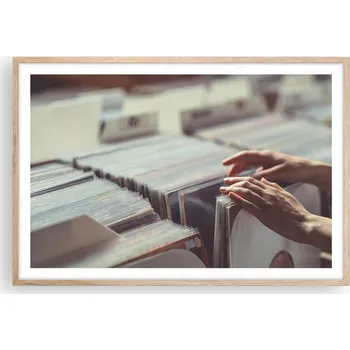 Obraz Obraz plakát v rámu světlý dub do obýváku 91x61 hudební deska foto na zeď