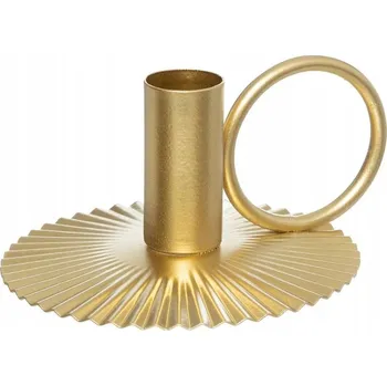 Svícen ZLATÝ KOVOVÝ SVÍCEN DEKORATIVNÍ NA ŽEBROVANÉ PODSTAVĚ 10X5,5X11 CM