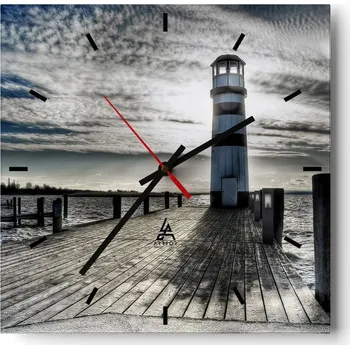 Hodiny Velké nástěnné hodiny na zeď 40x40 Lucerna Skleněné hodiny Čtvercové Tiché