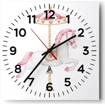 Hodiny Nástěnné hodiny do obýváku 40x40 Kůň Tichý Bez rušivého tikání Skleněné hodiny Stylové