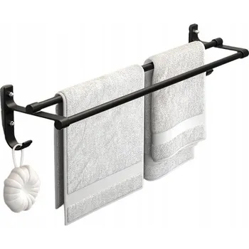 Věšák ČERNÝ NÁSTĚNNÝ VĚŠÁK NA RUČNÍKY DO KOUPELNY LOFT