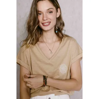 Dámské tričko Triko Sarah John Paris F2363 barva: hnědá-camel, velikost: L/XL