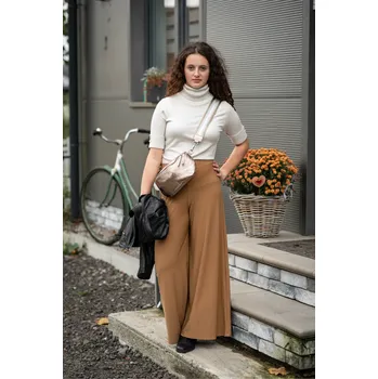 Dámské kalhoty Kalhoty široké Lamiar Itálie 18537 barva: hnědá-camel