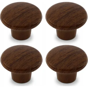 4x NÁBYTKOVÁ KNOFLÍK NA NÁBYTEK KNOFLÍK NA SKŘÍŇKU TMAVĚ HNĚDÉ DŘEVO FI40