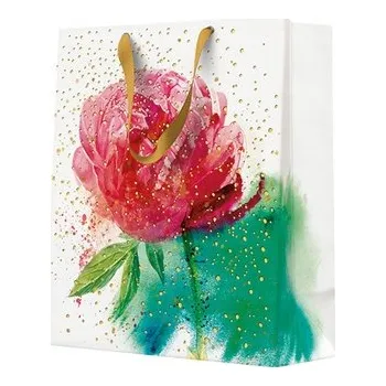 Dárková taška Dárková taška s květinovým motivem, červená, 20x25x10 cm (narozeniny)