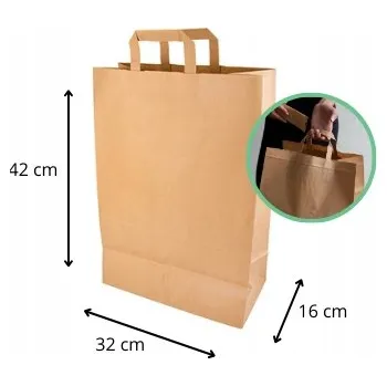 Nákupní taška Papírové tašky s uchem | Eko tašky z papíru | 42x32x16 cm 50 ks