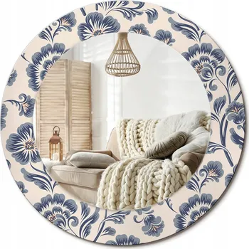 Zrcadlo Zrcadlo s potiskem do koupelny, kuchyně, předsíně, průměr 50 cm Květinový vzor