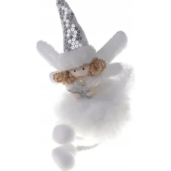 Vánoční dekorace Anděl s hvězdičkou v bílém peří, 24 cm