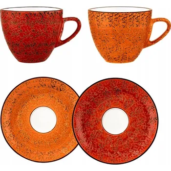 Červenooranžový kávový Šálek 75 Ml s podšálkem 11cm Wilmax 4 ks