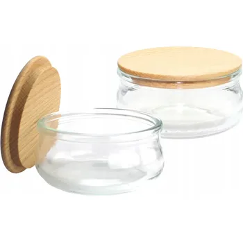 Svíčka 2x Sklo na nalévání svíček, sklo na svíčky, 210 ml, elegantní dřevěné víčko