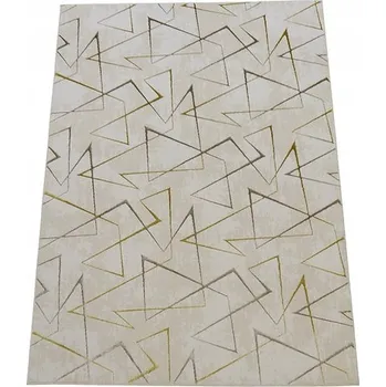Koberec KOBEREC 80x150 BÉŽOVÝ SE ZLATÝM GEOMETRICKÝM VZOREM MODERNÍ DO OBÝVACÍHO POKOJE LOŽNICE
