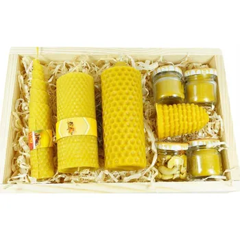 Svíčka Dekorativní svíčka z včelího vosku, přírodní Miód i Bursztyn, 7 ks