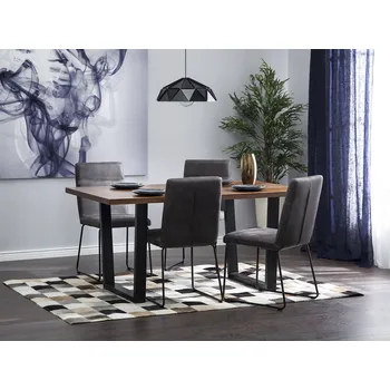 Jídelní stůl tmavý ořech s černou deskou MDF 160 x 90 cm obdélníkový nohy ve tvaru saní moderní průmyslový styl jídelna Beliani