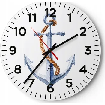 Hodiny Kuchyňské nástěnné hodiny 30x30 Kotva Moderní skleněné hodiny do obýváku Tiché