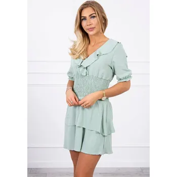 Dámské šaty Dámské mátové šaty do pasu s volánky K-Fashion, UNI i519_20103-U