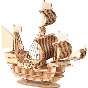 ostatní stavebnice DŘEVĚNÁ PLACHETNICE, PUZZLE 3D - LOĎ PIRÁTSKÁ 82 DÍLKŮ