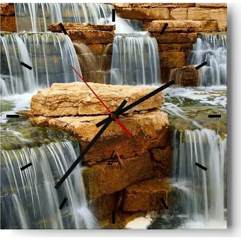 Hodiny Nástěnné hodiny do kuchyně 30x30 Vodopád Stylové hodiny na skle Loft Tiché