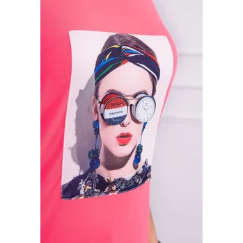 Dámská halenka Dámská grafická halenka růžová neonová K-Fashion, UNI i519_14884-U