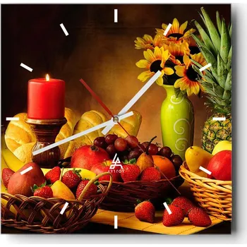 Hodiny Velké nástěnné hodiny 40x40 cm - Gastronomie - Skleněné hodiny - Tichý chod