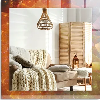 Zrcadlo Dekorativní nástěnné zrcadlo s potiskem Barevná spirála fraktál 60x60 cm