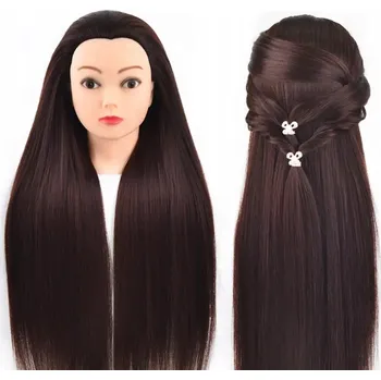Manekýn | Kadeřnická tréninková hlava pro česání TMAVĚ HNĚDÁ