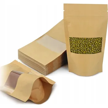 Sáček na potraviny DOYPACK SÁČEK PAPÍROVÝ KRAFT S UZAVÍRACÍM ZIPEM A MALÝM OKÉNKEM 750 ml 25 ks