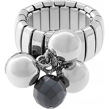 Souprava šperků Natahovací nerezový prsten 5773 (velikost L) - stříbrnočerné barvy