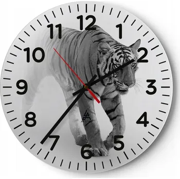 Hodiny Nástěnné hodiny do obýváku 40x40 Zvířata Kulatý Skleněné hodiny Loft Tiché