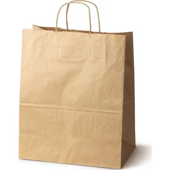 Nákupní taška Papírová taška Allbag 330x160x380mm s krouceným uchem, HNĚDÁ