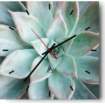 Hodiny Velké nástěnné hodiny na zeď 40x40 Květinové skleněné hodiny Čtvercové Tiché