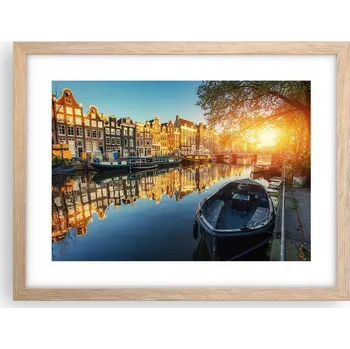 Obraz Obraz plakát v rámu světlý dub do obýváku 40x30 město foto na zeď