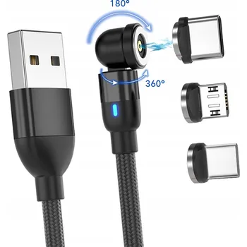 Bezpečnostní kamera Platinium Magnetický nabíjecí kabel otočný 540° 3v1, 1 metr