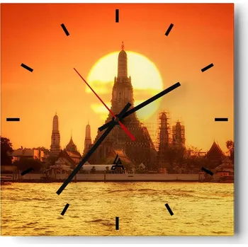 Hodiny Nástěnné hodiny do kuchyně 30x30 Bangkok Stylové hodiny na skle Loft Tiché