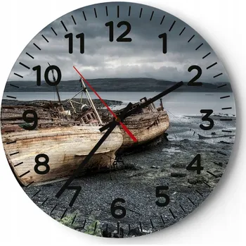 Hodiny Nástěnné hodiny do obýváku 40x40 Krajina Kulatý Skleněné hodiny Loft Tiché